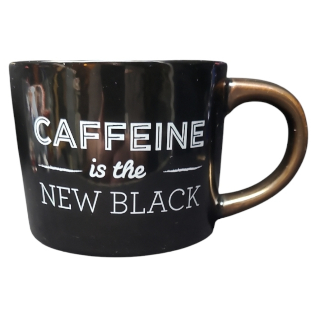 TARGET THRESHOLD STONEWARE "CAFFEINE IS THE NEW BLACK" COFFEE MUG